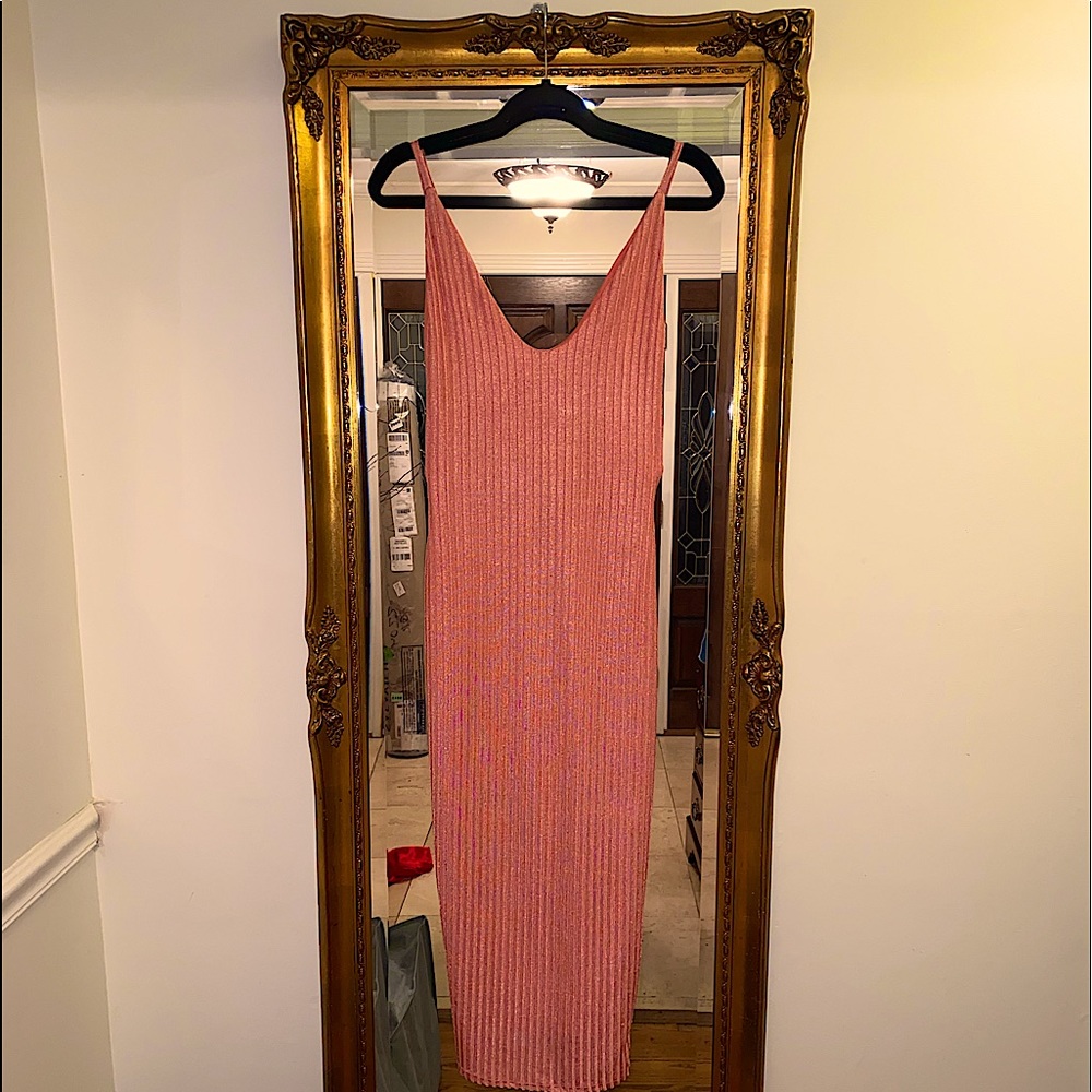 Good Time USA sparkly pink salmon body con dress